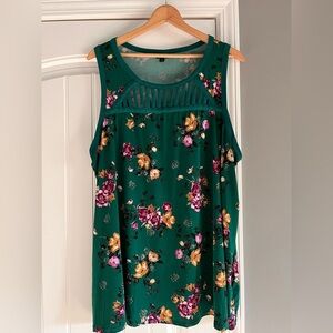 Green Floral Spring Sprung Strappy Tank, Cutout Neckline - Torrid Size 5